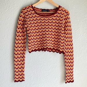 MINKPINK chevron knit crop top